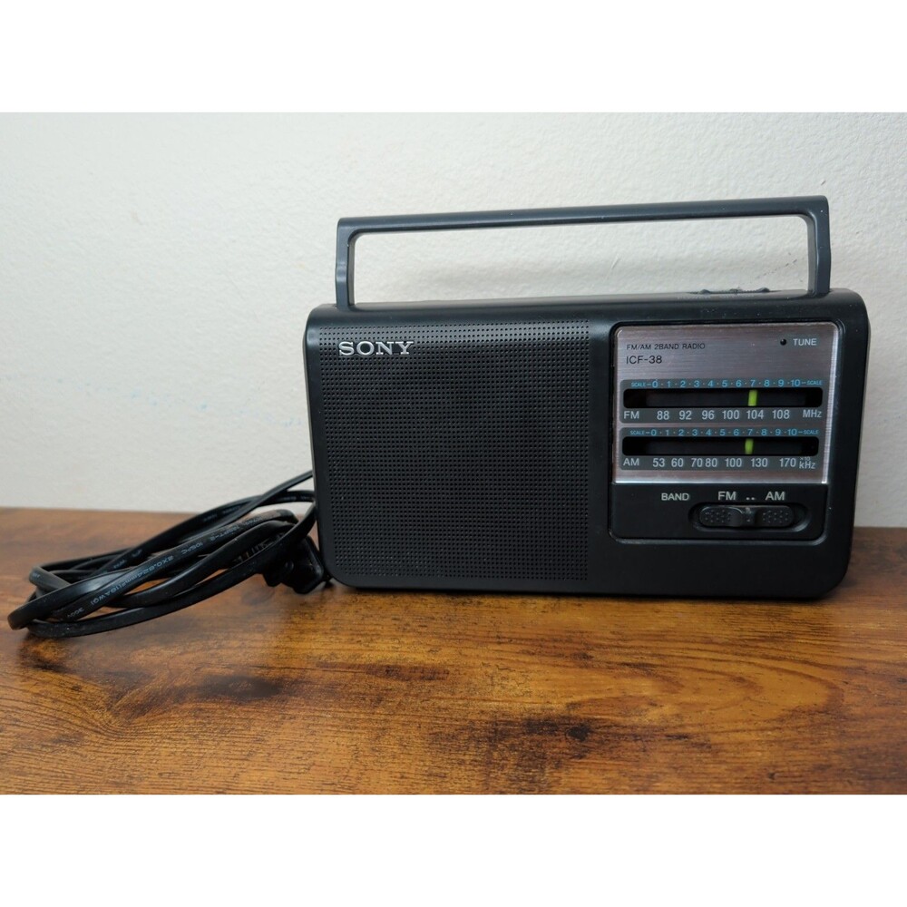Sony ICF-38 Portable AM/FM 2 Band Radio - AC Cable or Battery